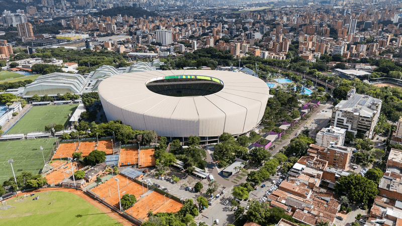 Aerial view of the Atanasio Girardot stadium in Medellín